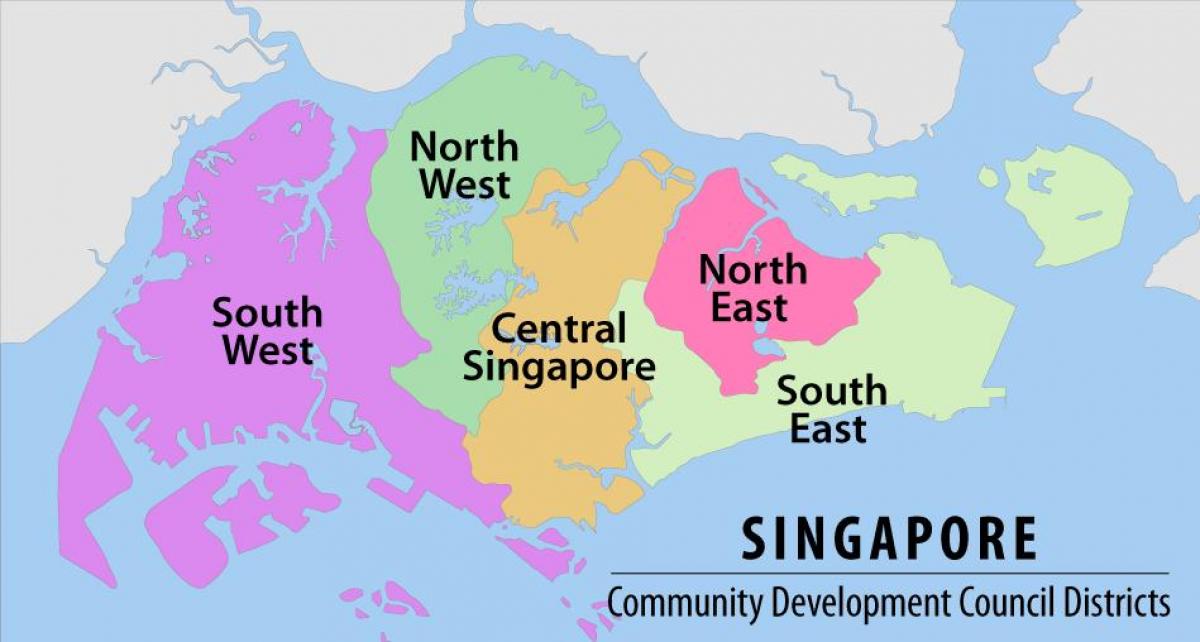 지도 싱가포르의 지역